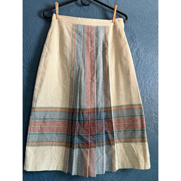 VINTAGE G.J. Forbes Plaid Striped Pleated Skirt - Picture 3 of 7